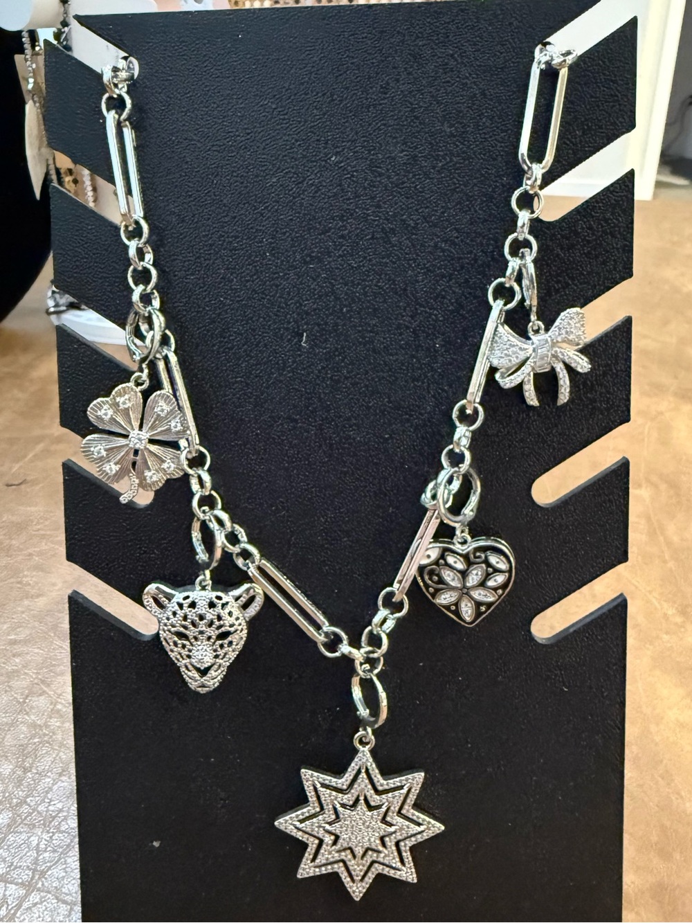 NWT by Treasure Jewels silver multi-charm link necklace!